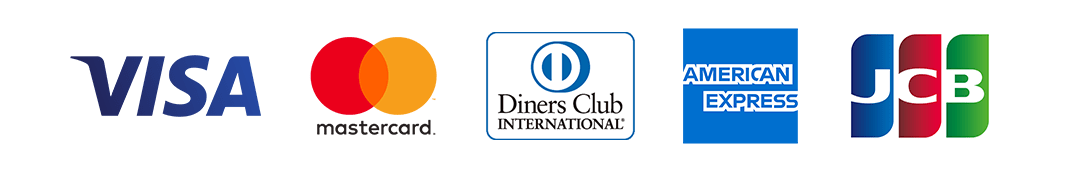 VISA・MasterCard・Diners Club・AMERICAM EXPRESS・JCB